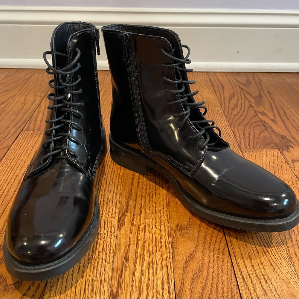 Black Patent Leather Ankle Boots by Kurt Geiger